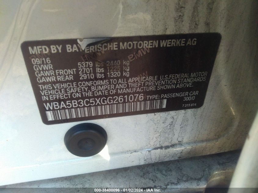 WBA5B3C5XGG261076 2016 BMW 535I xDrive