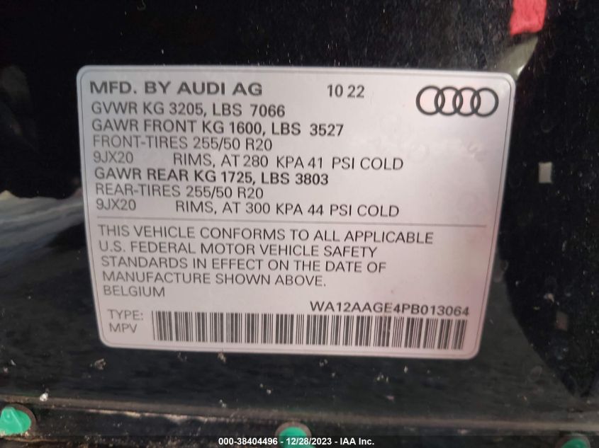 WA12AAGE4PB013064 2023 Audi E-Tron Sportback Premium Plus S Line Quattro