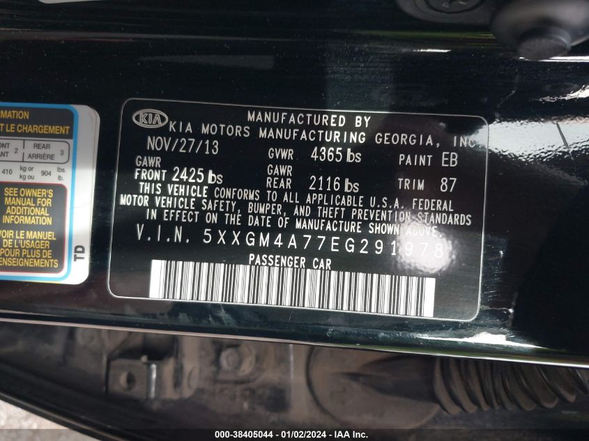 5XXGM4A77EG291978 2014 Kia Optima Lx