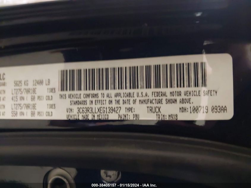 2014 Ram 3500 VIN: 3C63R3LLXEG139427 Lot: 38405157