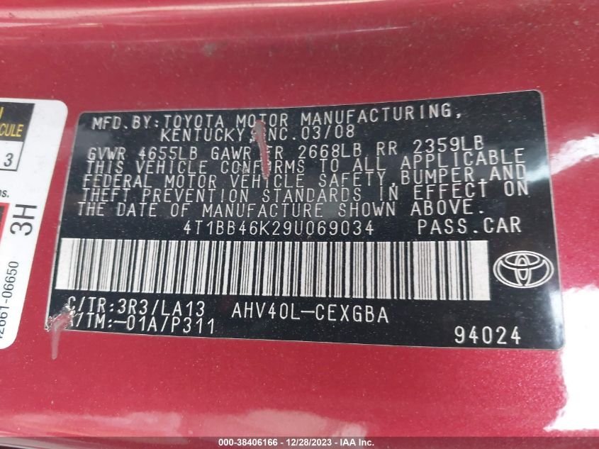 4T1BB46K29U069034 2009 Toyota Camry Hybrid