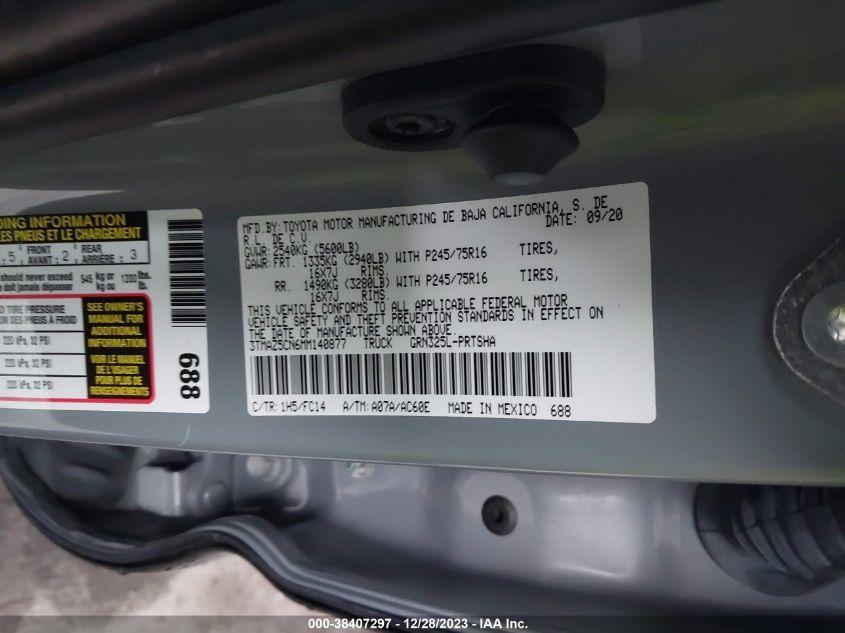 3TMAZ5CN6MM140877 2021 Toyota Tacoma Sr5 V6