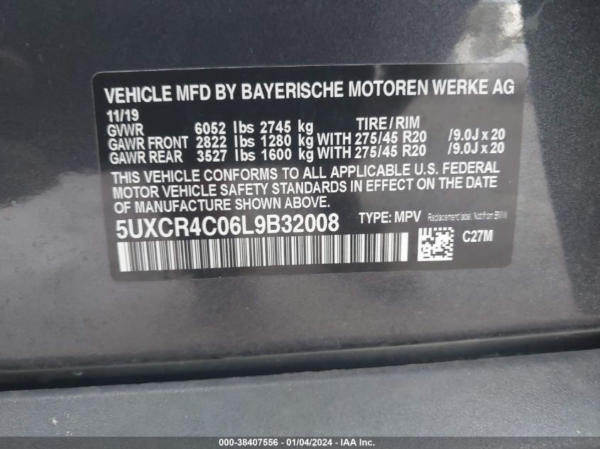 5UXCR4C06L9B32008 2020 BMW X5 Sdrive40I