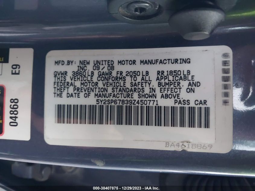 5Y2SP67839Z450771 2009 Pontiac Vibe