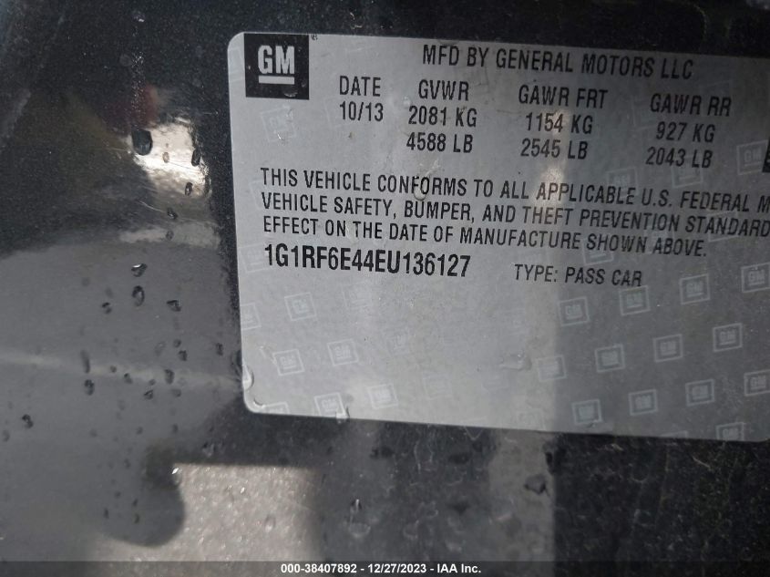 1G1RF6E44EU136127 2014 Chevrolet Volt