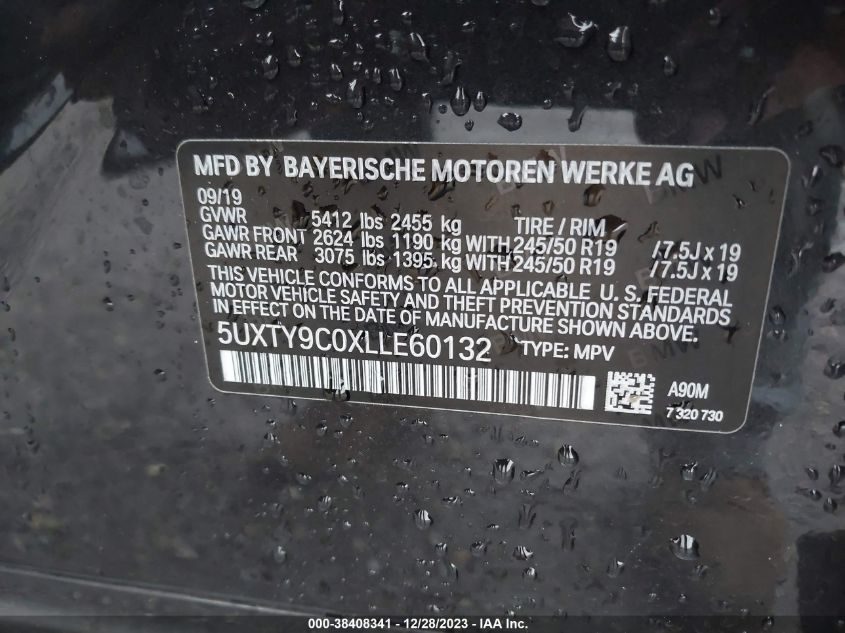 2020 BMW X3 M40I VIN: 5UXTY9C0XLLE60132 Lot: 38408341