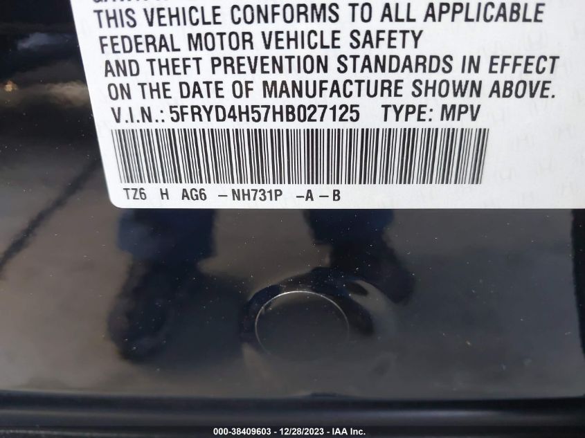 5FRYD4H57HB027125 2017 Acura Mdx Technology Pkg