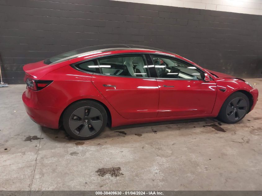 2021 Tesla Model 3 Standard Range Plus Rear-Wheel Drive VIN: 5YJ3E1EA1MF838275 Lot: 38409630