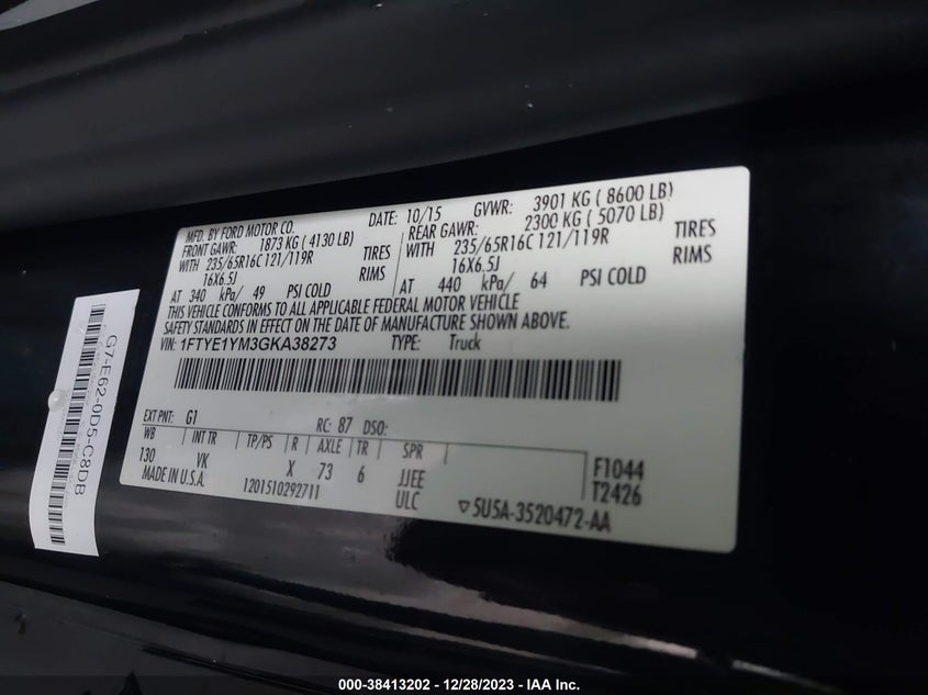 2016 FORD TRANSIT-150 1FTYE1YM3GKA38273