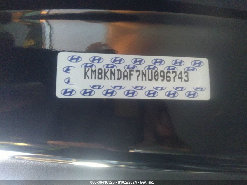 2022 Hyundai Ioniq 5 Sel VIN: KM8KNDAF7NU096743 Lot: 38416326
