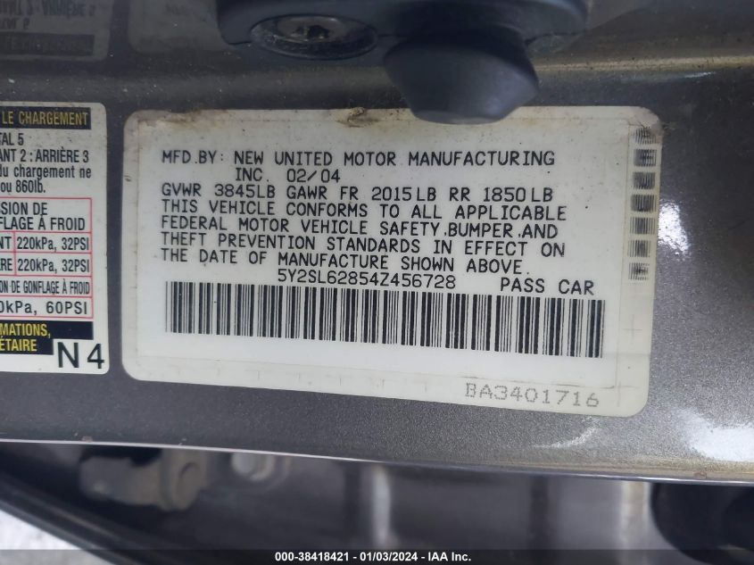 5Y2SL62854Z456728 2004 Pontiac Vibe