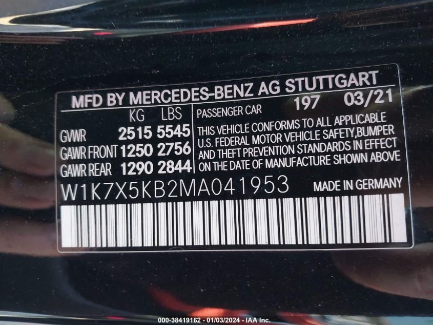 W1K7X5KB2MA041953 2021 Mercedes-Benz Amg Gt 43 4-Door Coupe