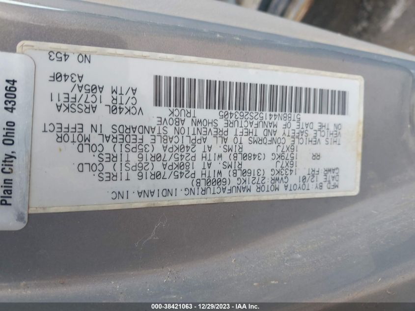 5TBBN44152S263405 2002 Toyota Tundra Sr5