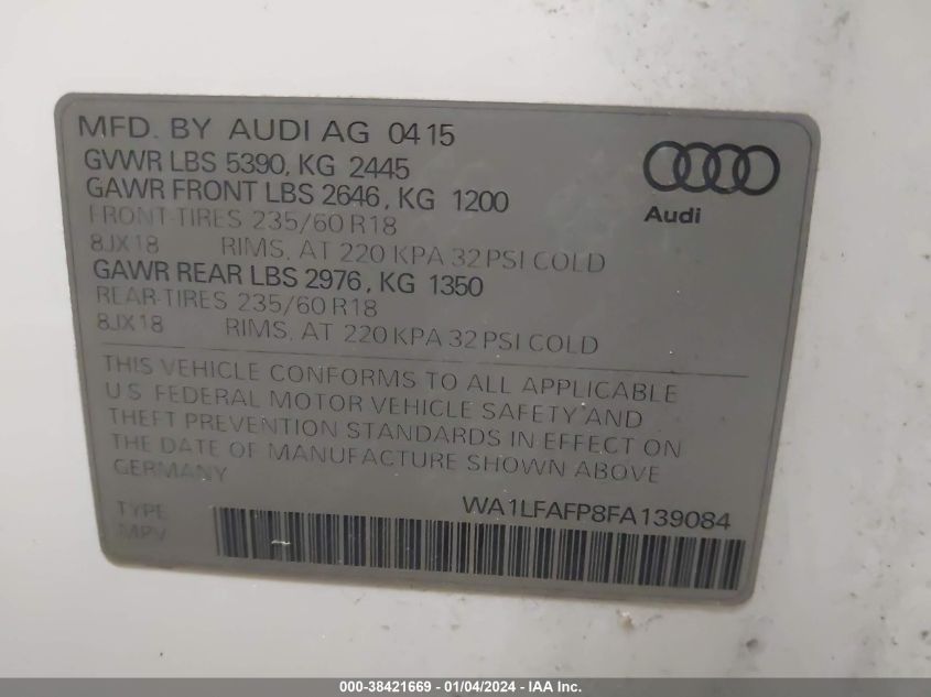 WA1LFAFP8FA139084 2015 Audi Q5 2.0T Premium