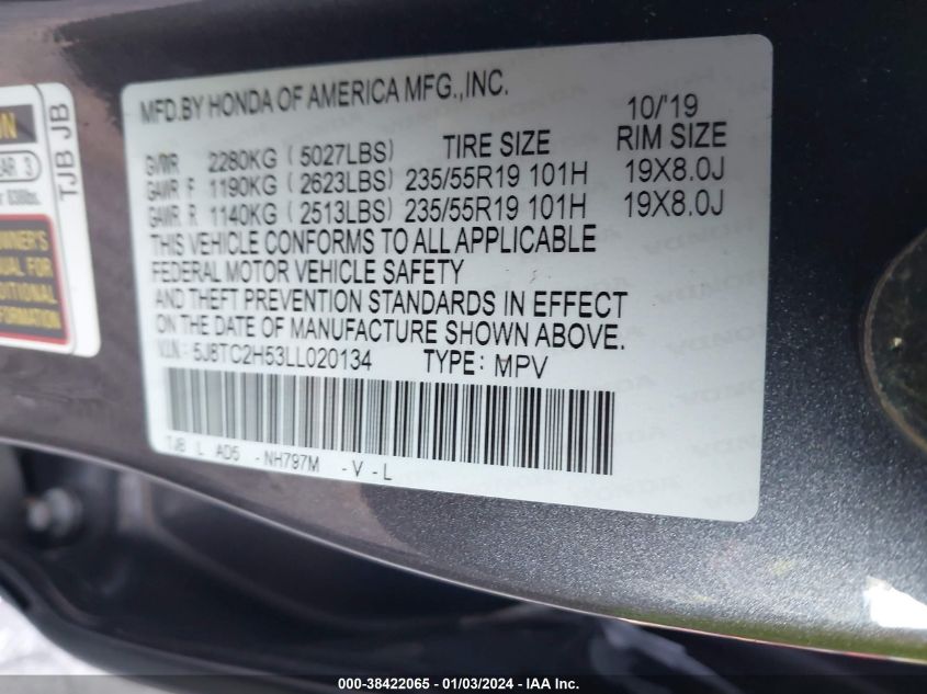 5J8TC2H53LL020134 2020 Acura Rdx Technology Package