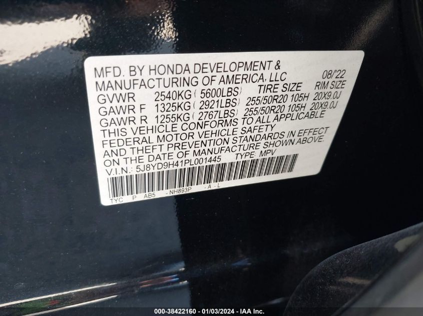 5J8YD9H41PL001445 2023 Acura Mdx Technology Package