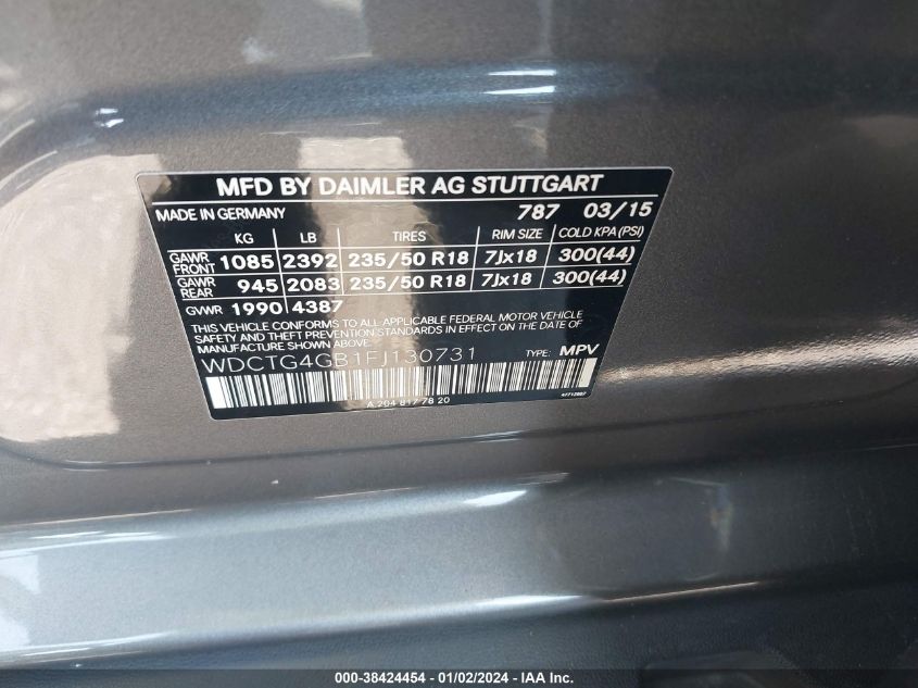 WDCTG4GB1FJ130731 2015 Mercedes-Benz Gla 250 4Matic