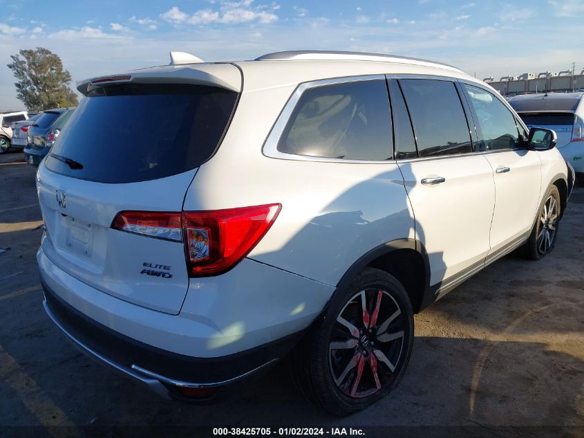 2022 Honda Pilot Awd Elite VIN: 5FNYF6H0XNB044427 Lot: 38425705