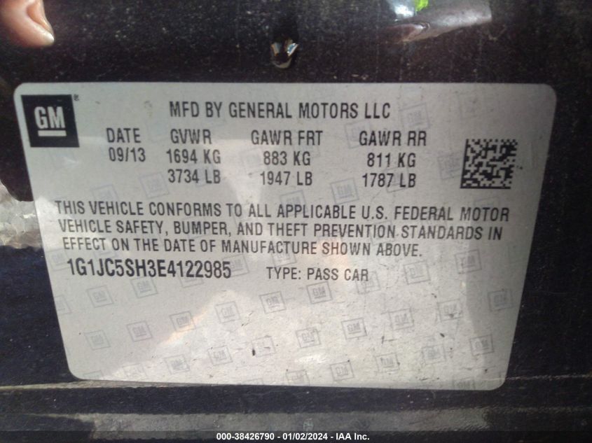 1G1JC5SH3E4122985 2014 Chevrolet Sonic Lt Auto