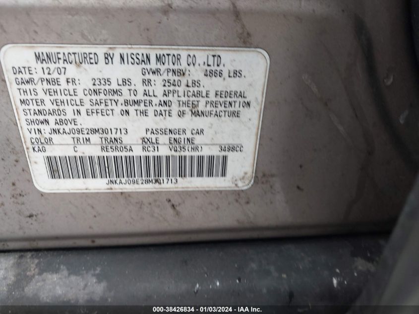 JNKAJ09E28M301713 2008 Infiniti Ex35 Journey