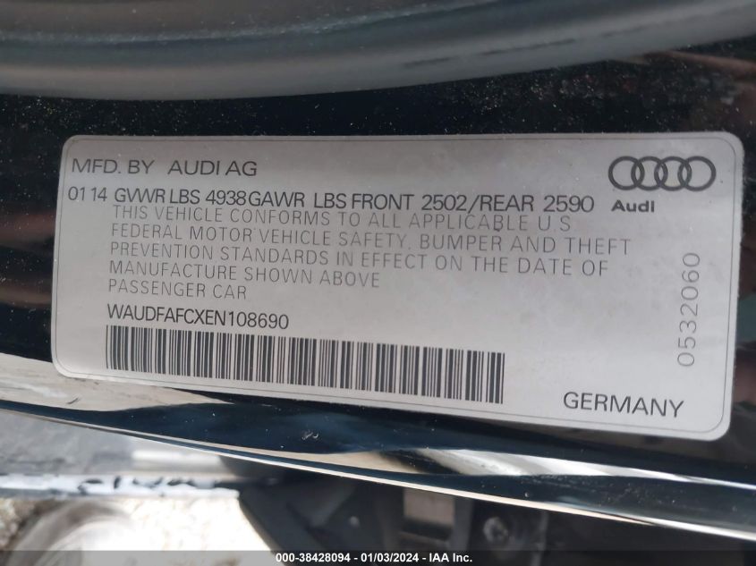 WAUDFAFCXEN108690 2014 Audi A6 2.0T Premium