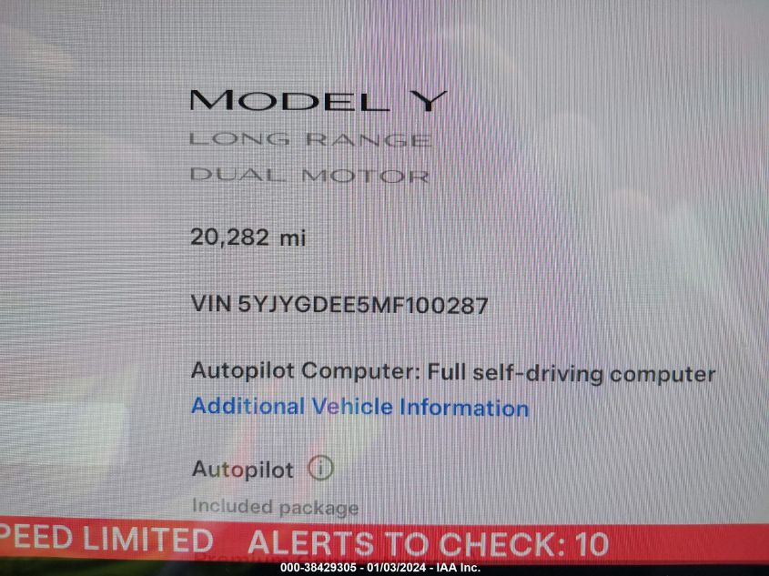 5YJYGDEE5MF100287 2021 Tesla Model Y Long Range Dual Motor All-Wheel Drive