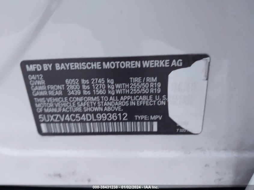 5UXZV4C54DL993612 2013 BMW X5 xDrive35I/xDrive35I Premium/xDrive35I Sport Activity