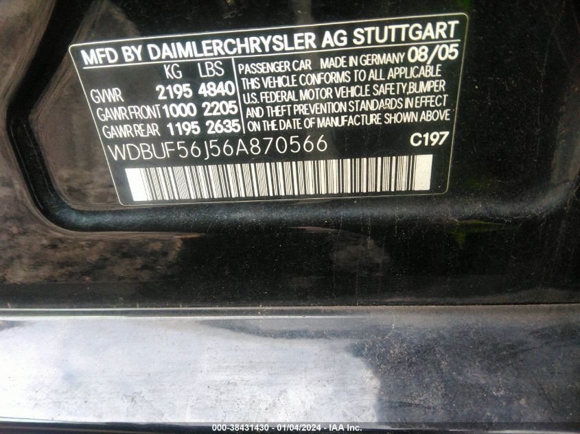 WDBUF56J56A870566 2006 Mercedes-Benz E 350