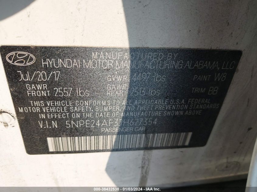 5NPE24AF3JH627354 2018 Hyundai Sonata Se