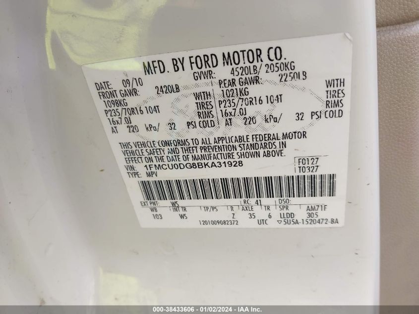 1FMCU0DG8BKA31928 2011 Ford Escape Xlt