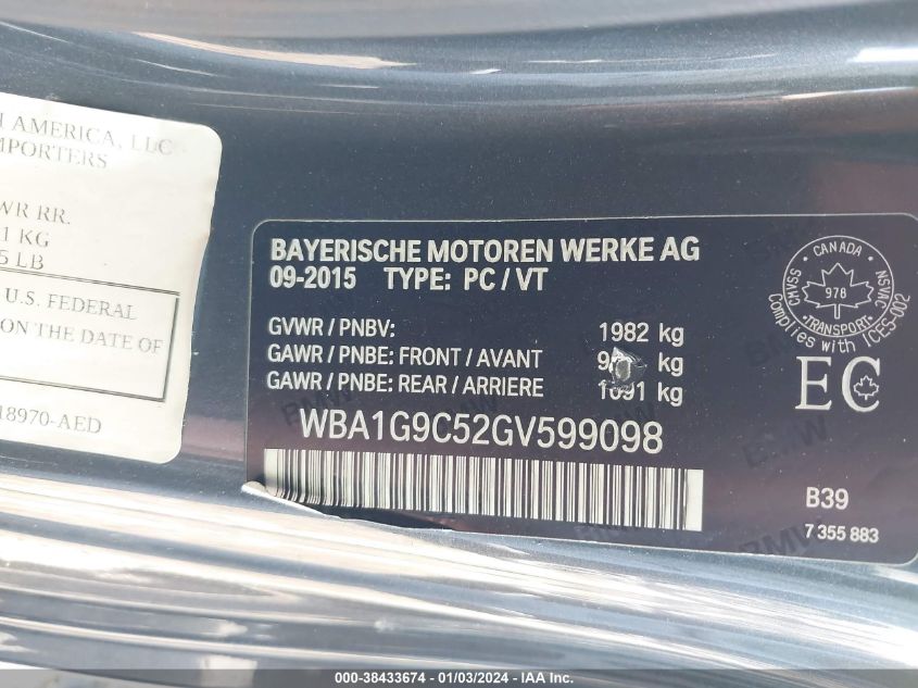 WBA1G9C52GV599098 2016 BMW 228I xDrive