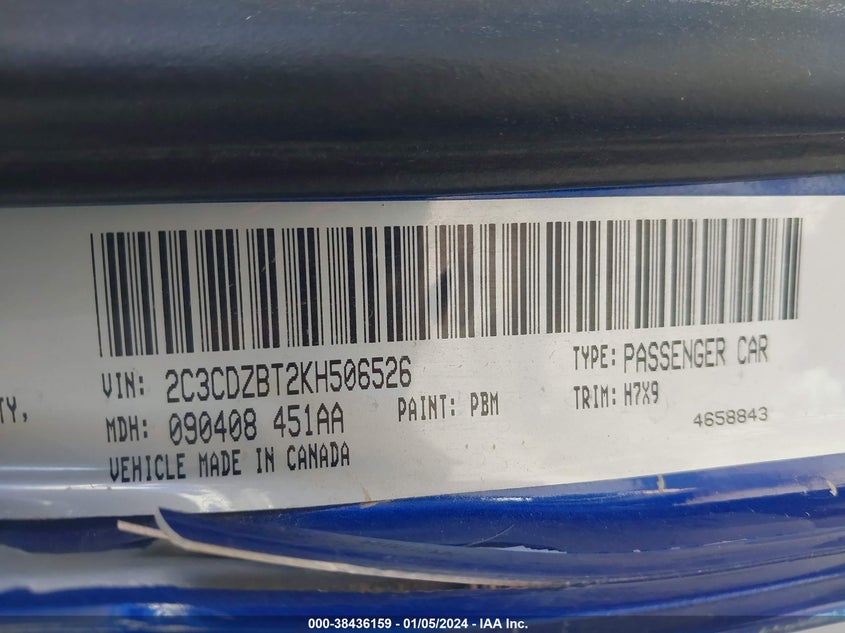 2019 Dodge Challenger R/T VIN: 2C3CDZBT2KH506526 Lot: 38436159