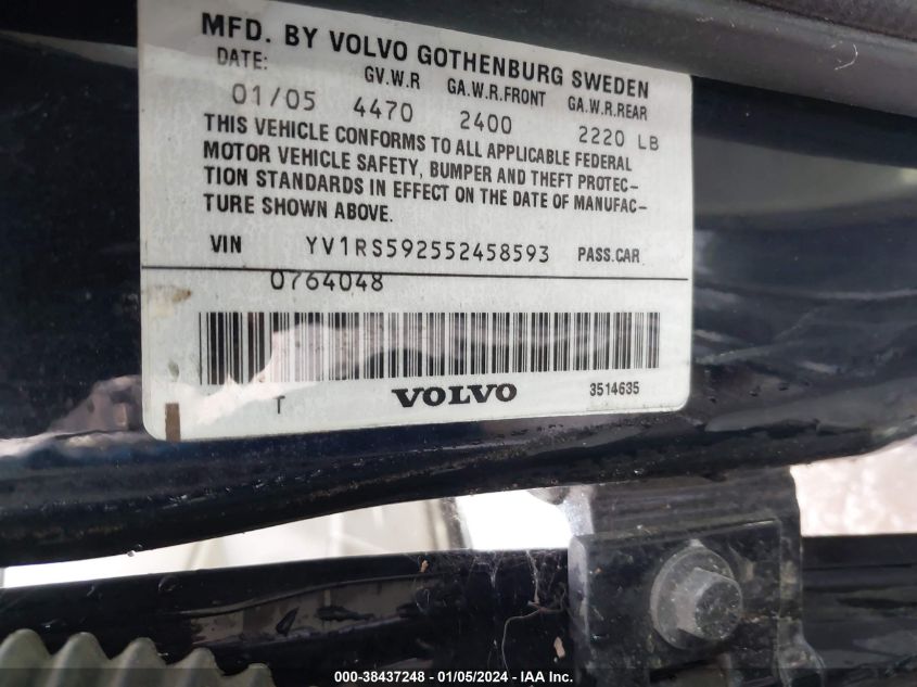 YV1RS592552458593 2005 Volvo S60 2.5T