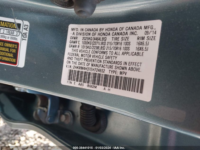 2HKRM4H37EH724652 2014 Honda Cr-V Lx