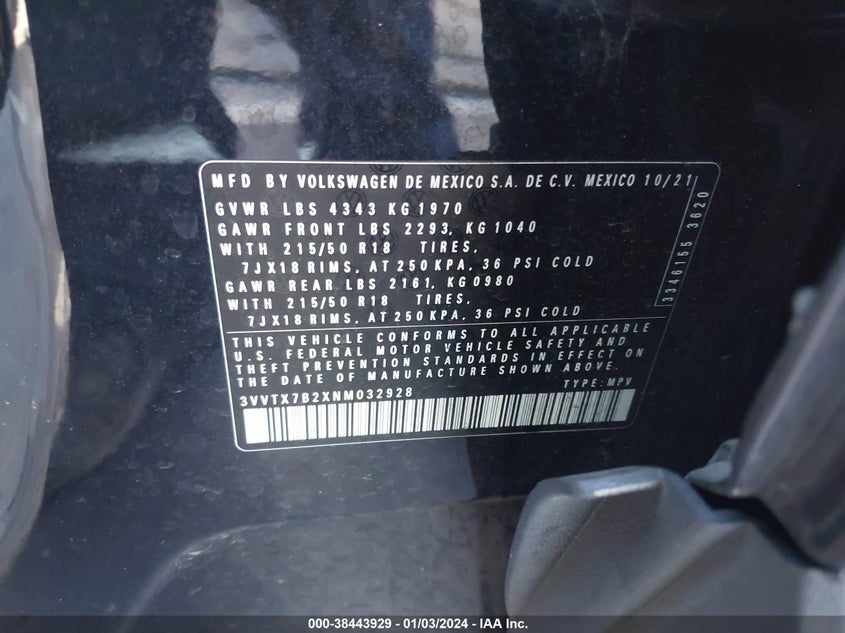 2022 VOLKSWAGEN TAOS 1.5T SE - 3VVTX7B2XNM032928