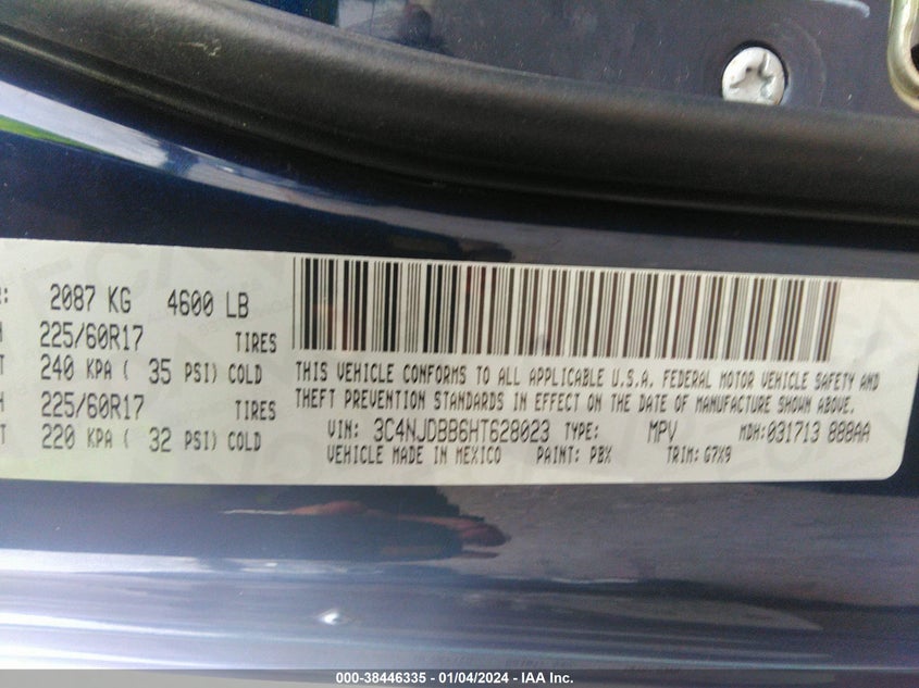 2017 JEEP NEW COMPASS LATITUDE 4X4 3C4NJDBB6HT628023