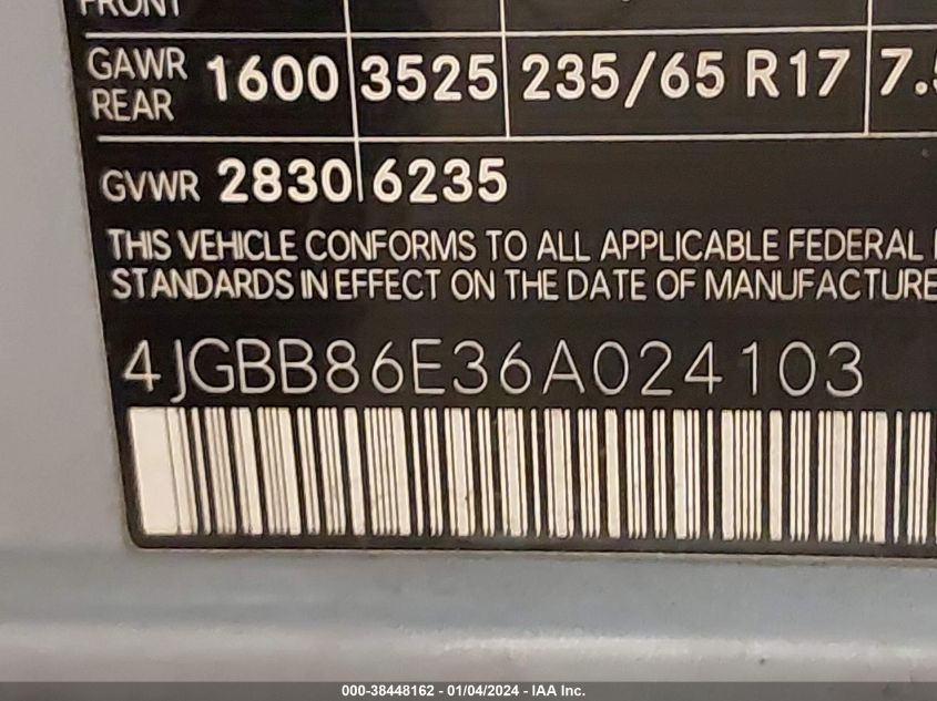 4JGBB86E36A024103 2006 Mercedes-Benz Ml 350 4Matic