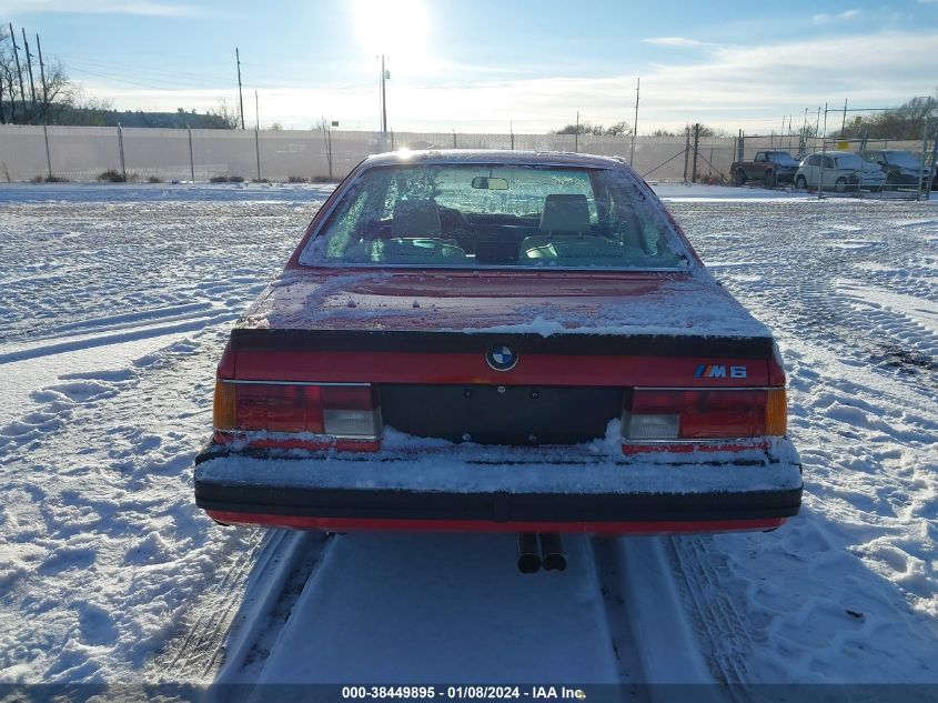 1987 BMW M6 VIN: WBAEE1400H2560041 Lot: 38449895