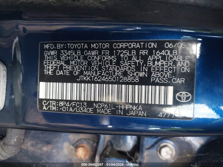 JTKKT624650128858 2005 Scion Xa