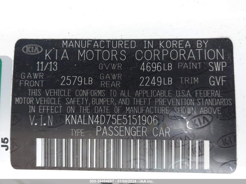 2014 KIA CADENZA PREMIUM KNALN4D75E5151906