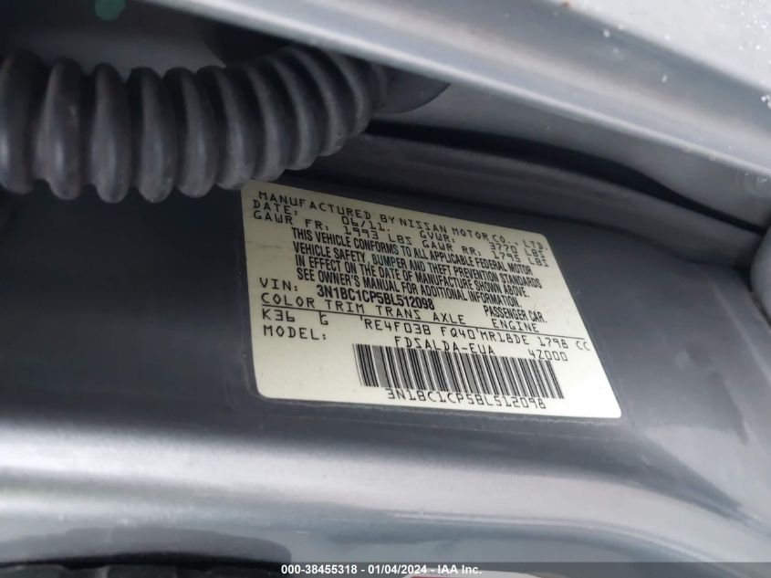 3N1BC1CP5BL512098 2011 Nissan Versa 1.8S