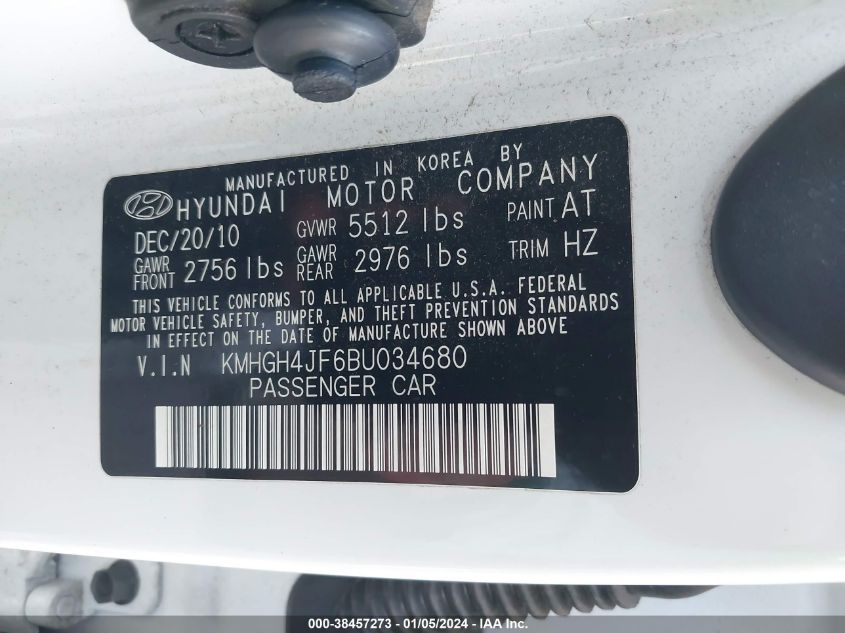 KMHGH4JF6BU034680 2011 Hyundai Equus Signature