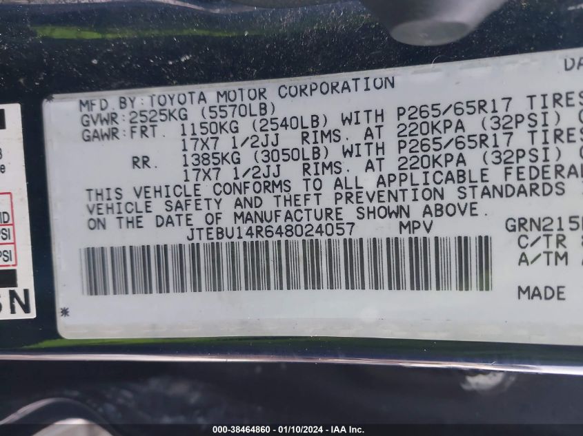 JTEBU14R648024057 2004 Toyota 4Runner Sr5 V6