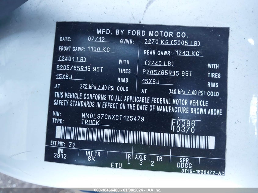 NM0LS7CNXCT125479 2012 Ford Transit Connect Xl