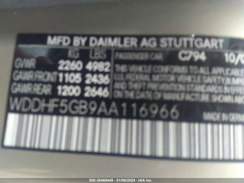 WDDHF5GB9AA116966 2010 Mercedes-Benz E 350