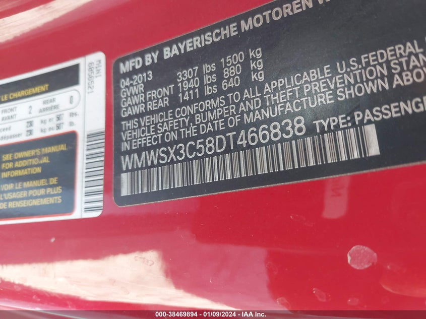 2013 MINI COUPE COOPER S WMWSX3C58DT466838