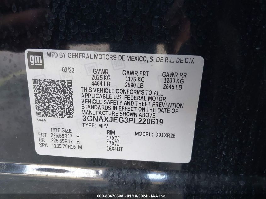 3GNAXJEG3PL220619 2023 Chevrolet Equinox Fwd 2Fl