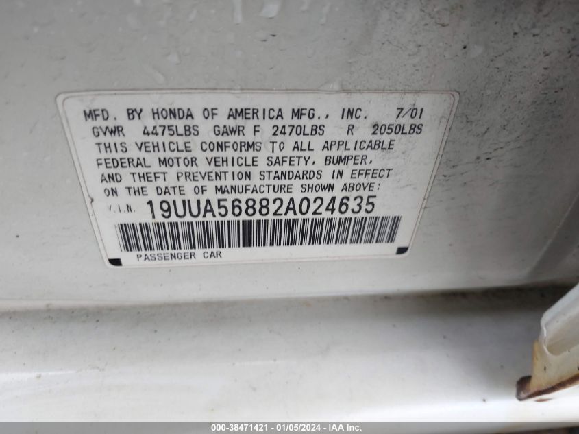 19UUA56882A024635 2002 Acura Tl Type S