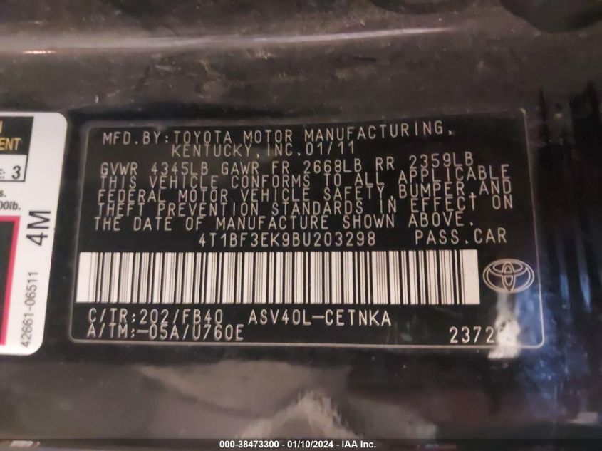 4T1BF3EK9BU203298 2011 Toyota Camry Le