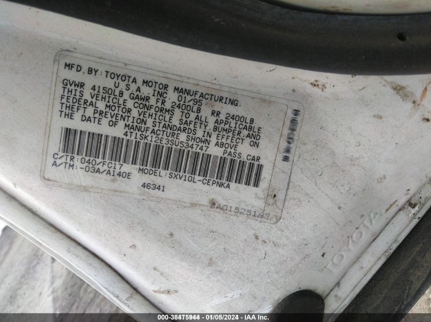 4T1SK12E3SU534747 1995 Toyota Camry Le